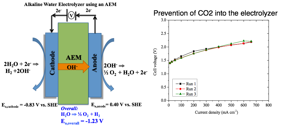 Polarization curve of anion exchange membrane water electrolyzer