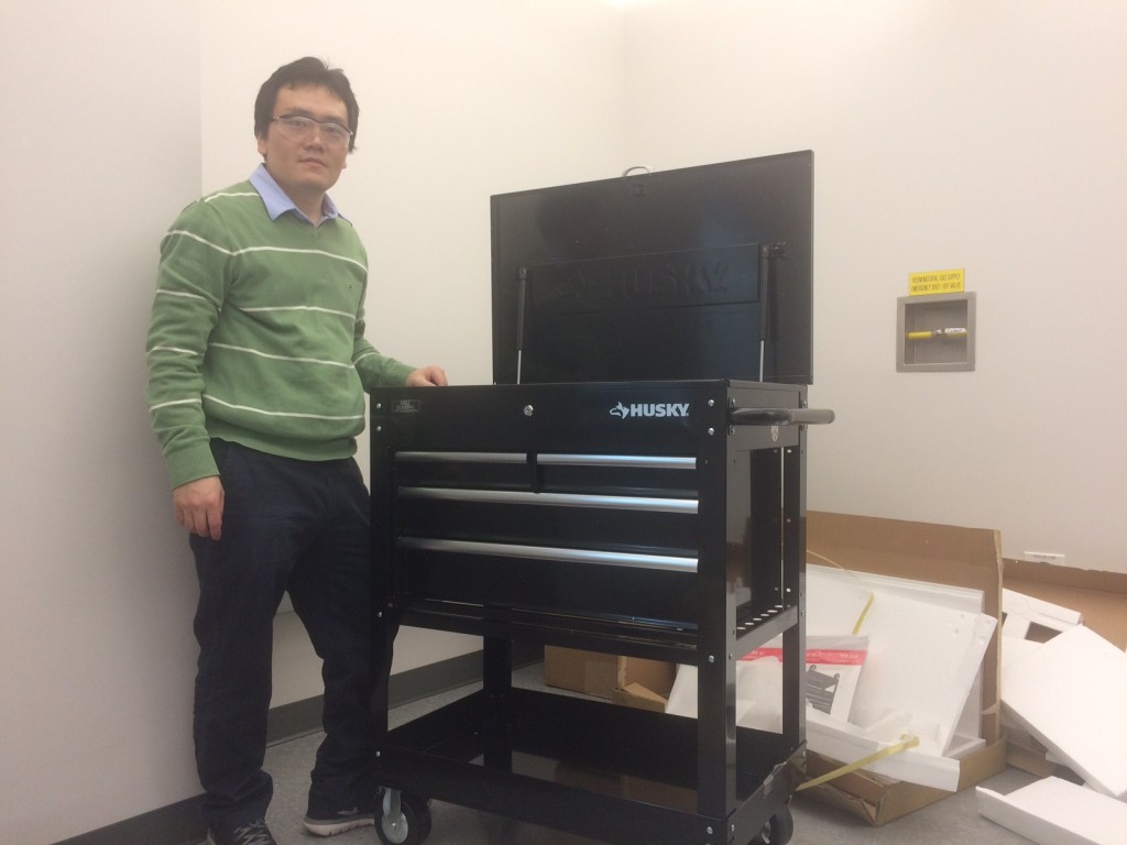 Dr. Ding standing next to the new toolbox
