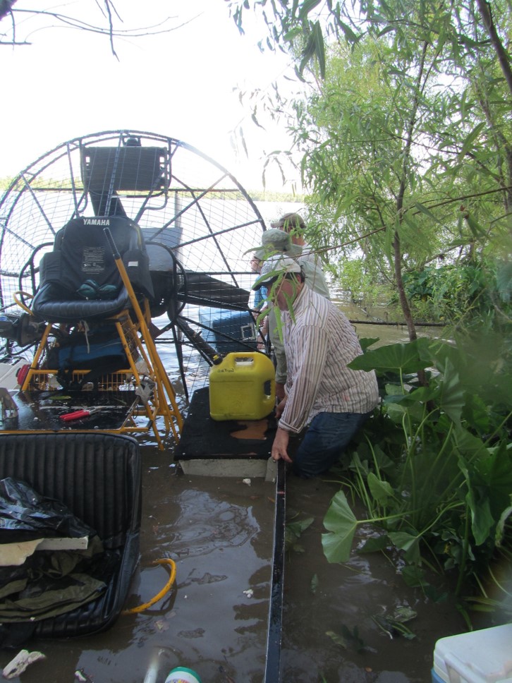 When good airboats go bad and sink. We did get it refloated!