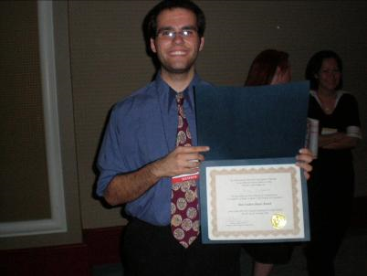 Graduate student Jose Silgado with his Best Student Poster Award for the Anxiety Disorders SIG!  