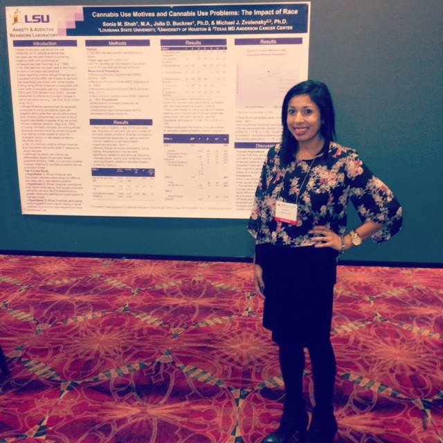 Graduate student Sonia Shah presenting her research.