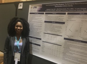 Kimberlye Dean, M.S., presented results from our study, Social Anxiety among Black Students: the Synergistic Role of Perceived Discrimination and Ethnic Identity.