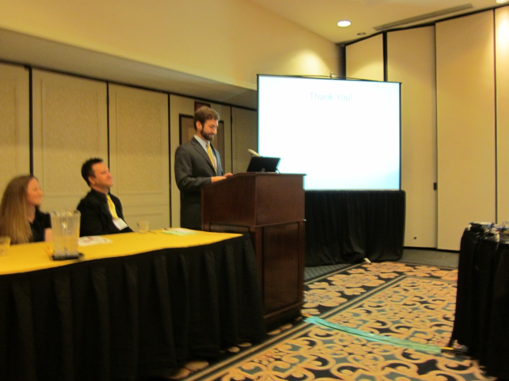 Graduate student Tony Ecker presenting his research at his first national conference symposium!