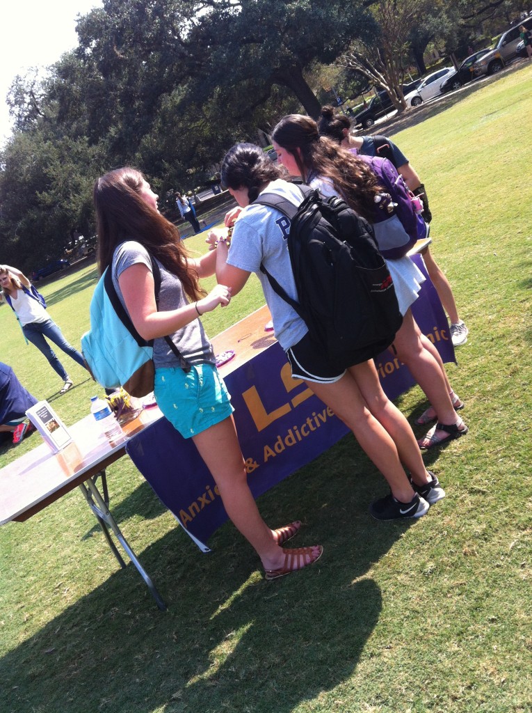 LSU undergraduates taking a break from mid-term exams to de-stress with AABC worry beads