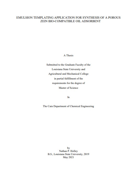 First page of Nathan's master's dissertation