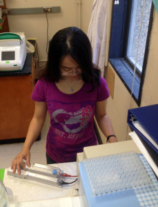 Photo of Bingbing doing lab work