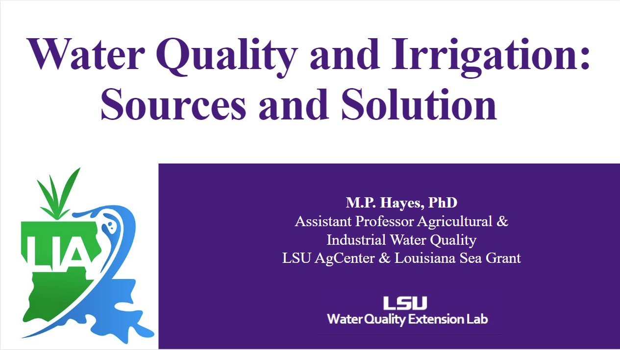 title slide for water and irrigation workshop