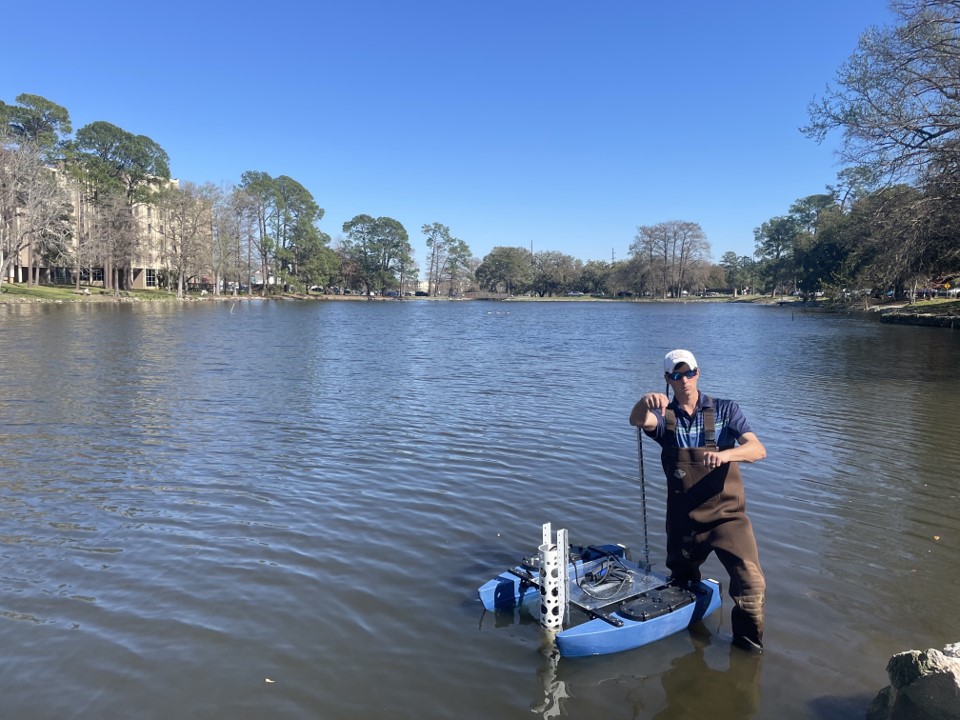 Dr. Hayes in the water