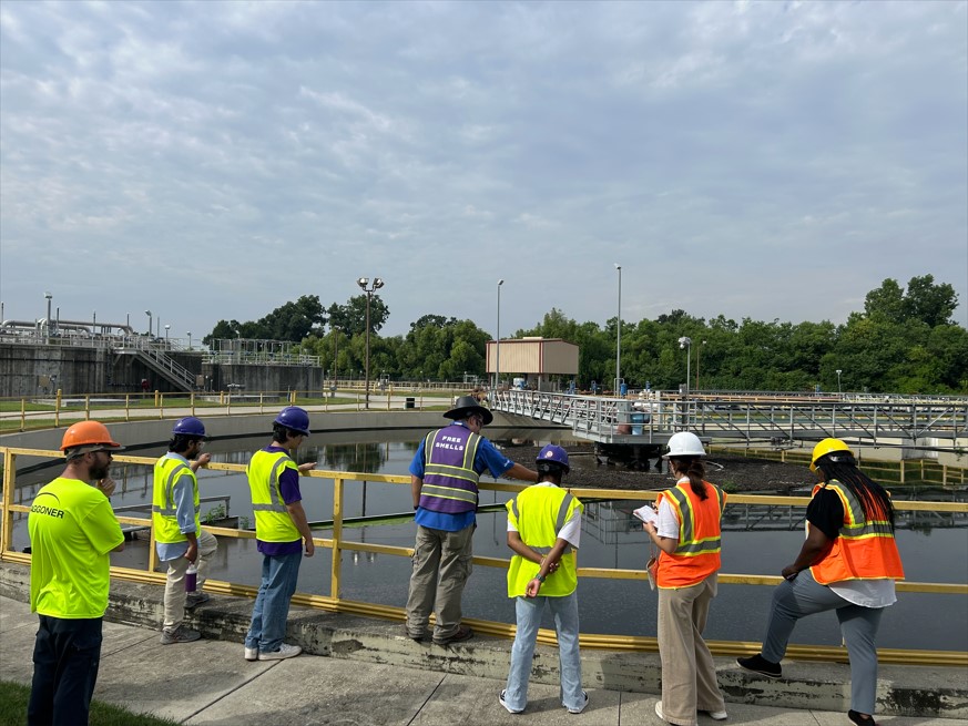 students on trip to wastewater treatment plant