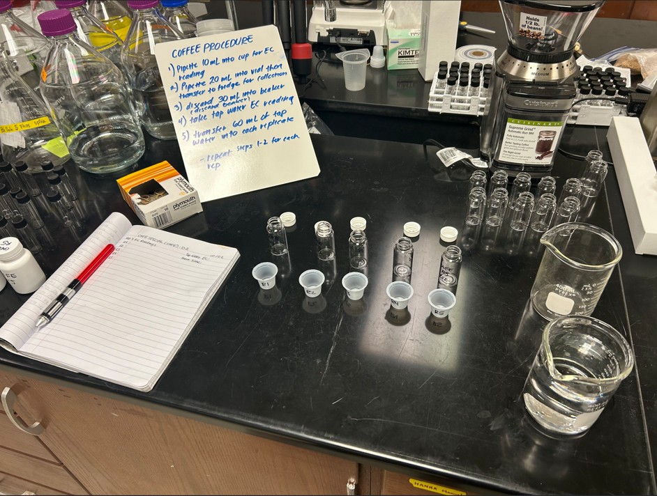 Lab supplies on bench