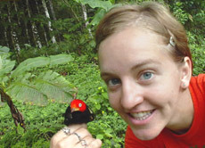 Jane Carlson working in the field