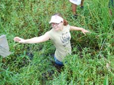 Katherine Hovanes working in the field