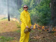 Metha Klock working in the field