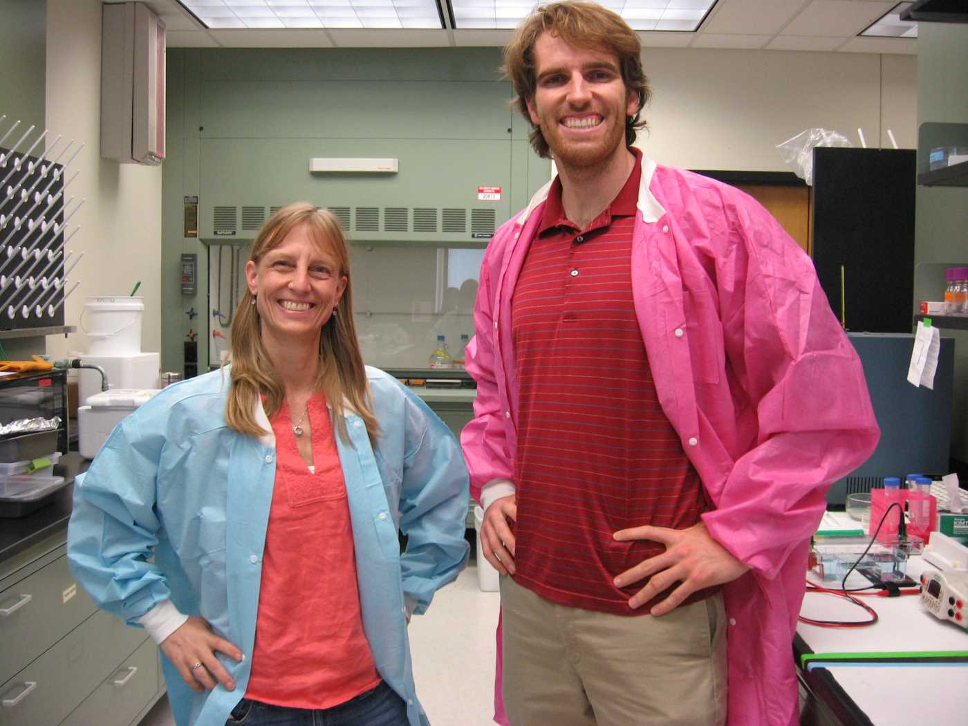 Karen Maruska and Brian Grone in the lab