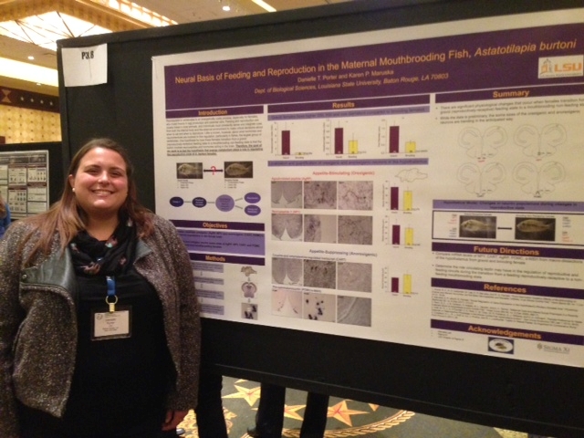 Danielle presents her posters at the 2014 SICB meeting in Austin, TX