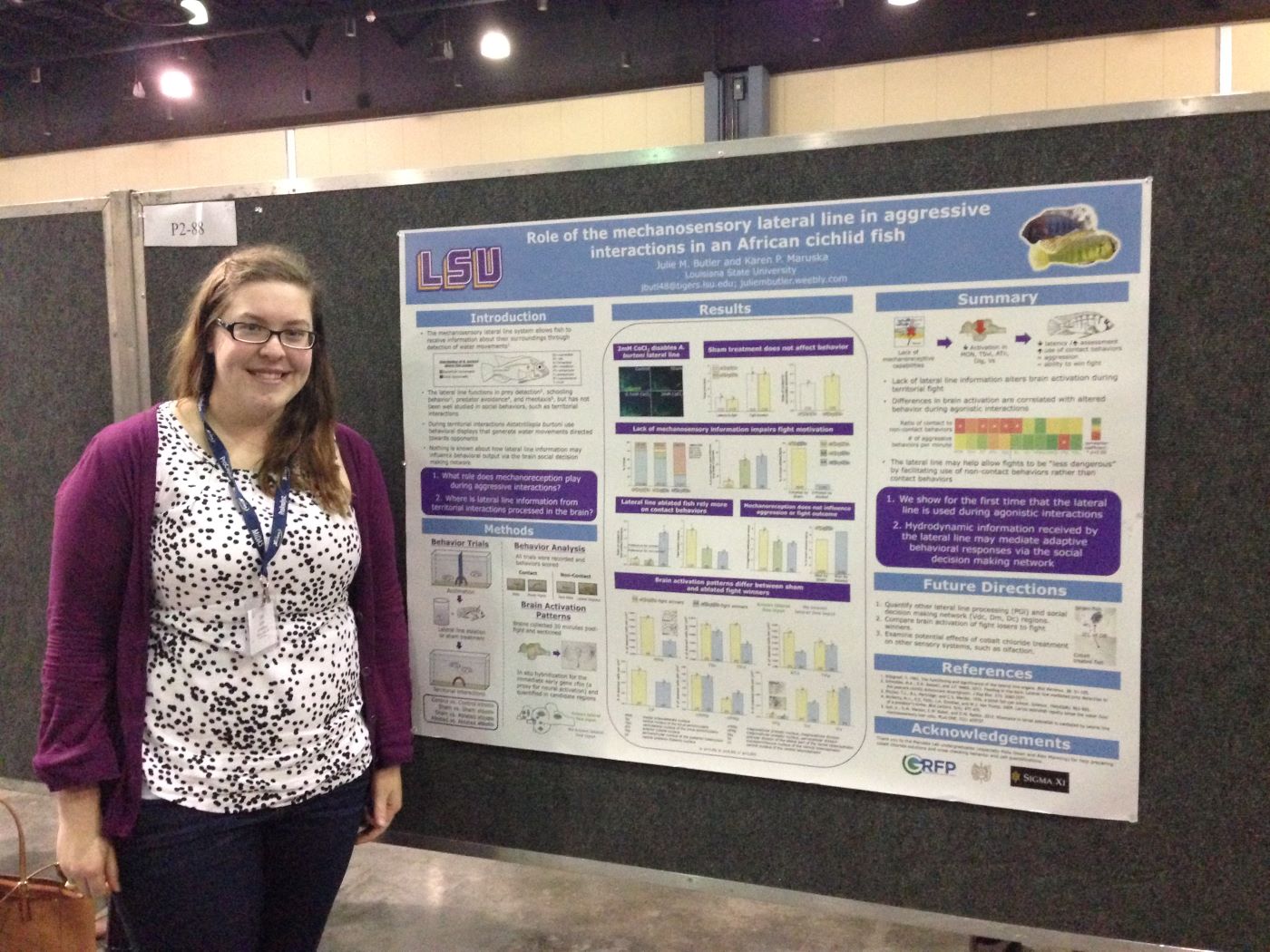 Julie presents a poster on her mechanosensory lateral line communication research