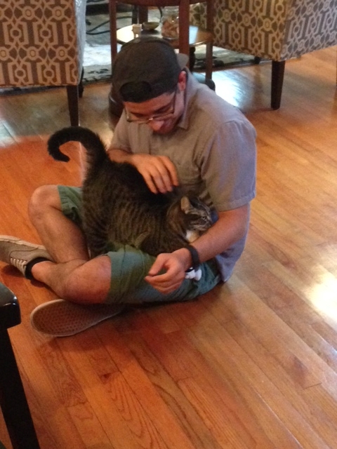 Daniel with Karen's cat