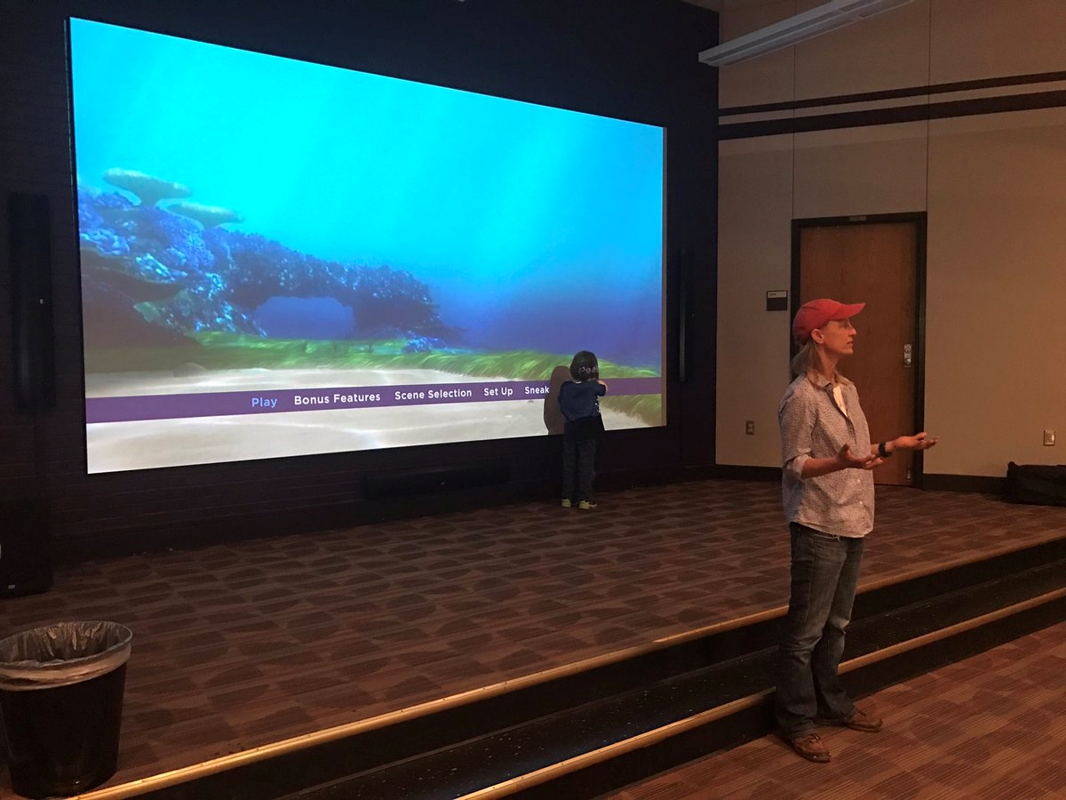 Karen M. discussing some of the fish science in "Finding Dory" for the CxC Movie Night