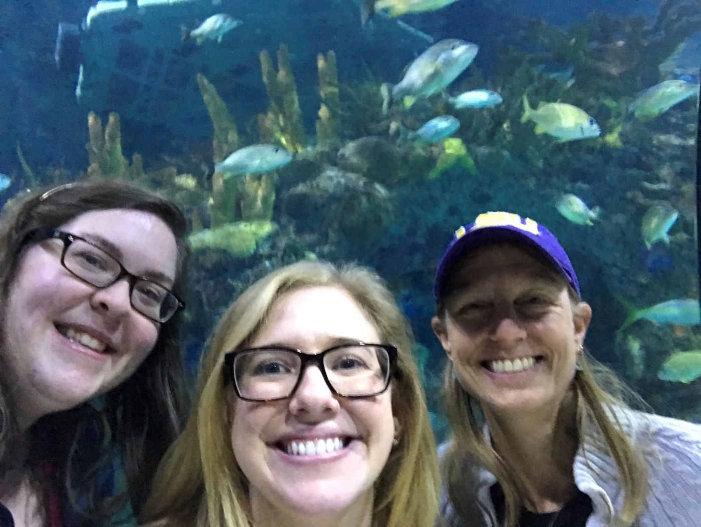 Karen, Karen Jr., and Julie at the New Orleans aquarium