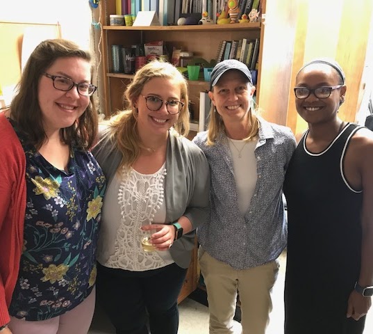 Julie, Karen Jr., Karen, and Teisha in the lab after Karen Jr. defended PhD