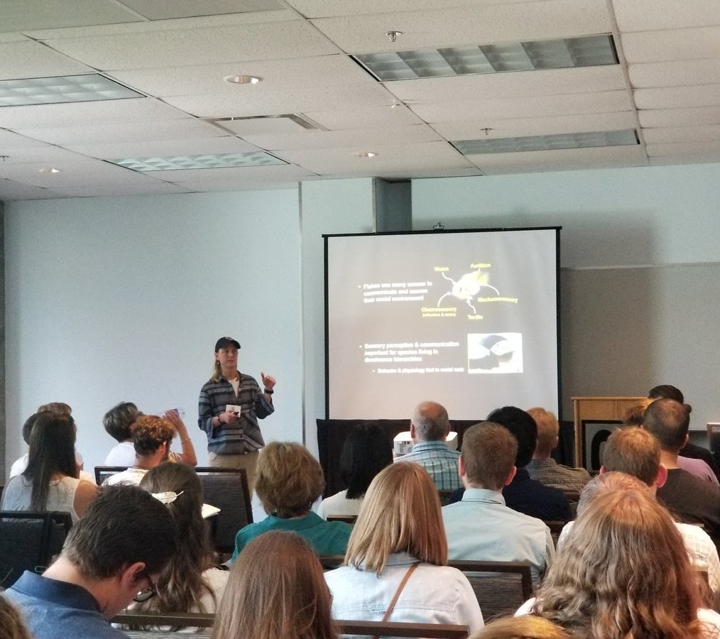 Karen gives a symposium talk at the International Congress on the Biology of Fish (ICBF) in Calgary, Canada