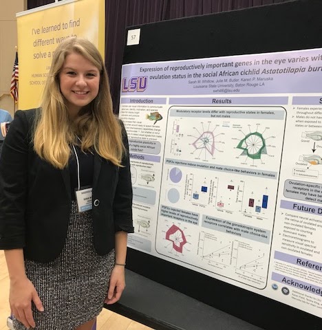 Sarah presents a poster at 2018 LSU Discover Day Symposium