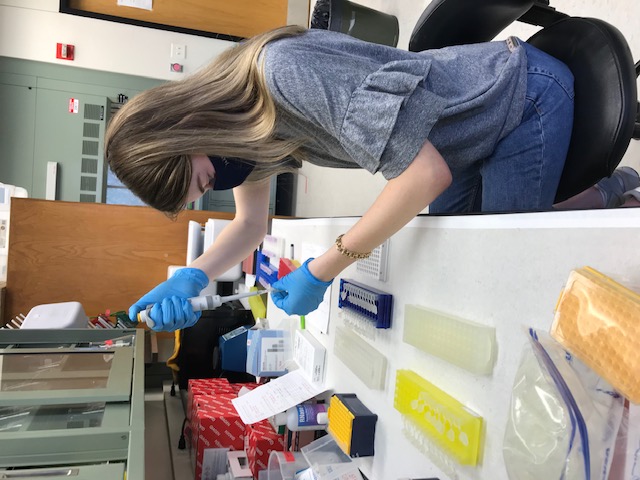 Emily pipetting in the lab
