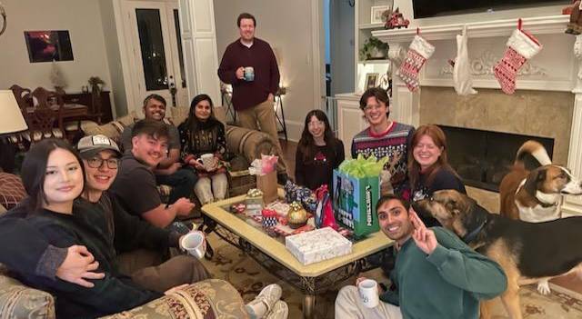 Lab team at Christmas party.