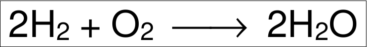 Graphic of chemical equation 2H2 + O2 --> 2H2O