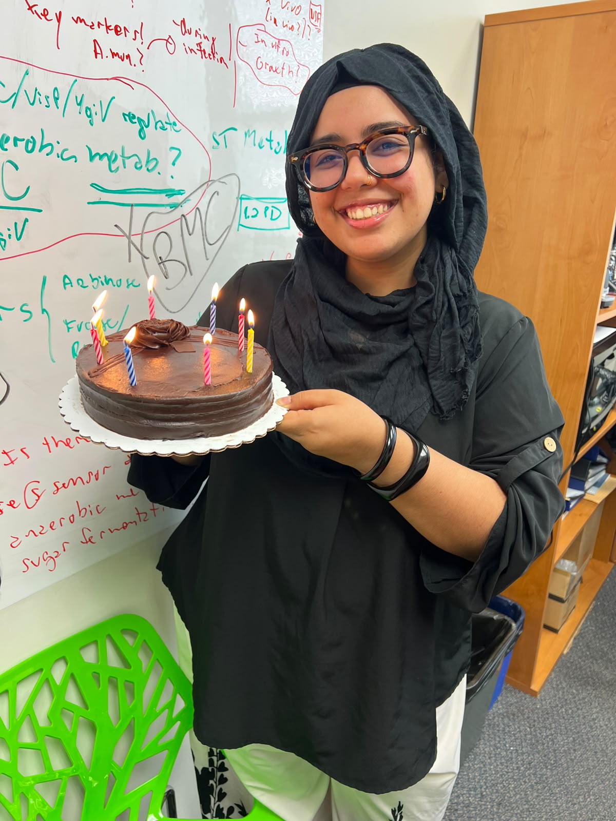 Amanta Birthday celcbration. She is holding her Birthday cake