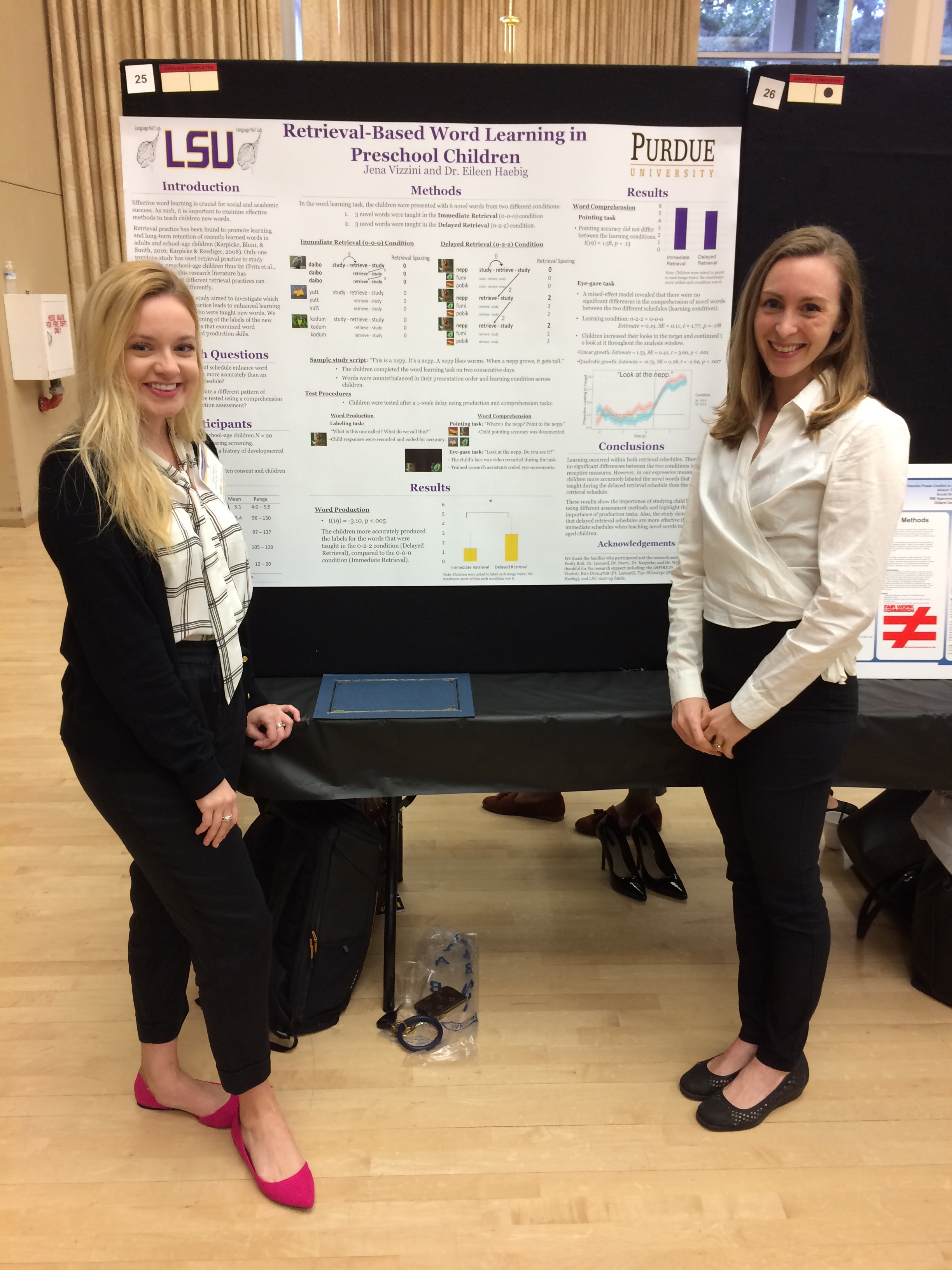 Jena and Dr. Haebig presenting research at the undergraduate research symposium