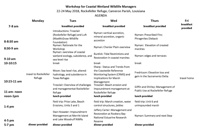Workshop agenda and schedule