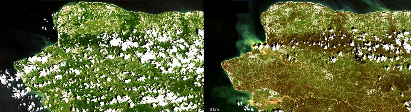 Comparison of pre- versus post-Maria cloud cover in Puerto Rico