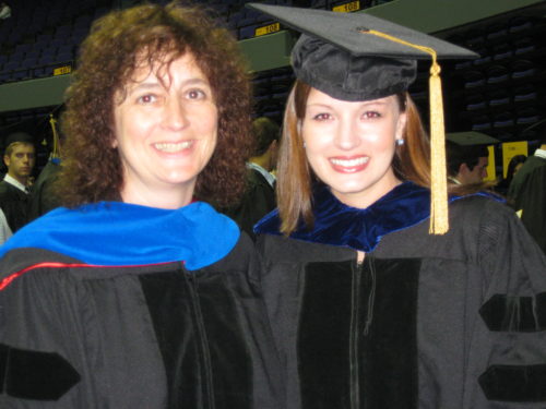Dr. Cherry and Emily Olinde Boudreaux at Commencement Ceremony 2010.
