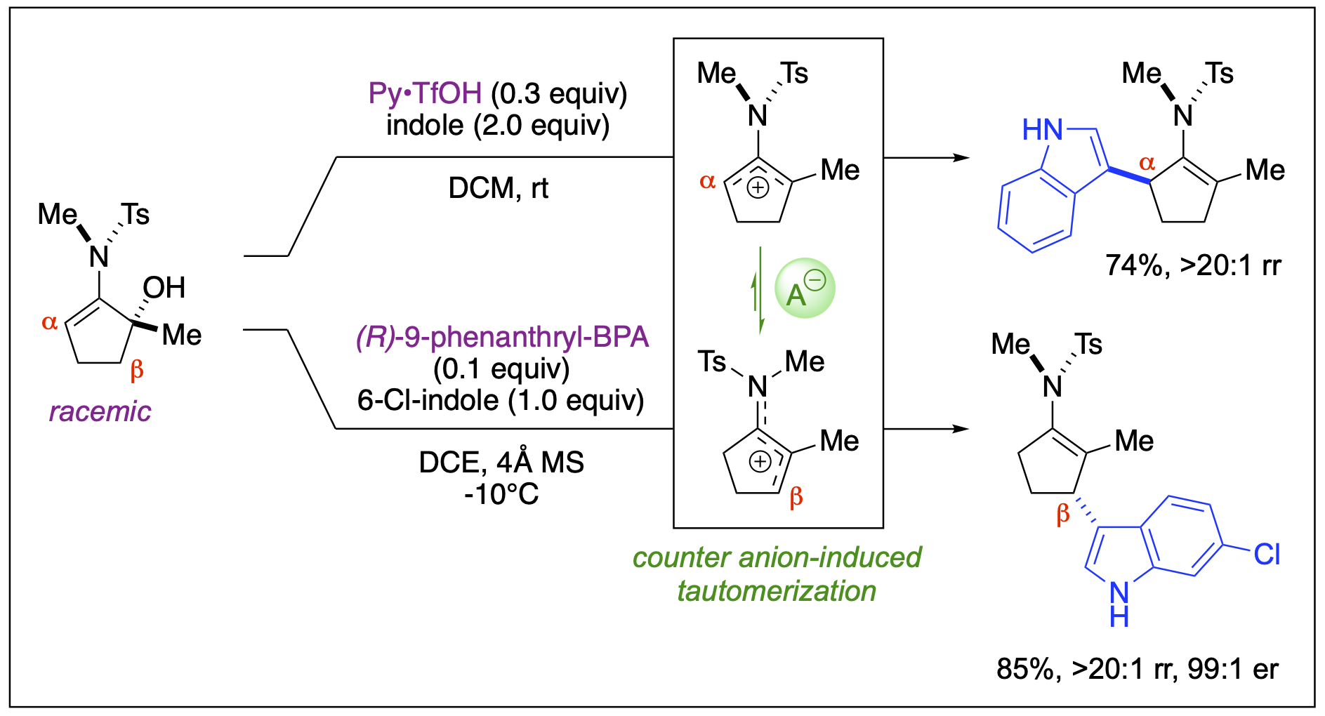 a research scheme to depict reactivity of amindoallyl cations