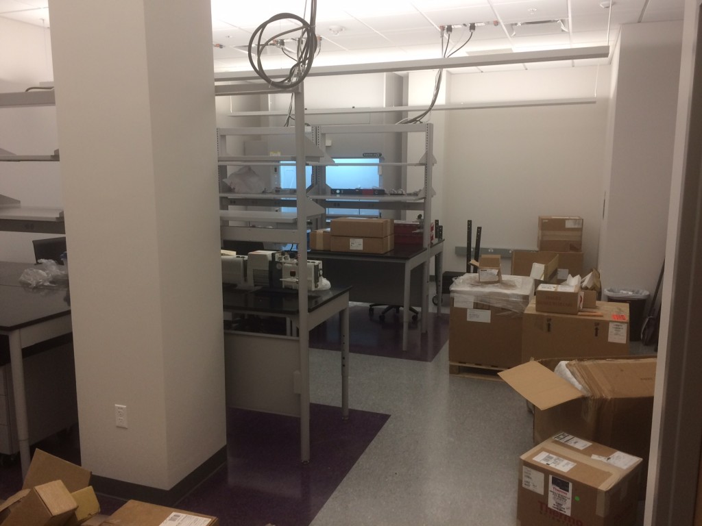 Lab loaded with boxes