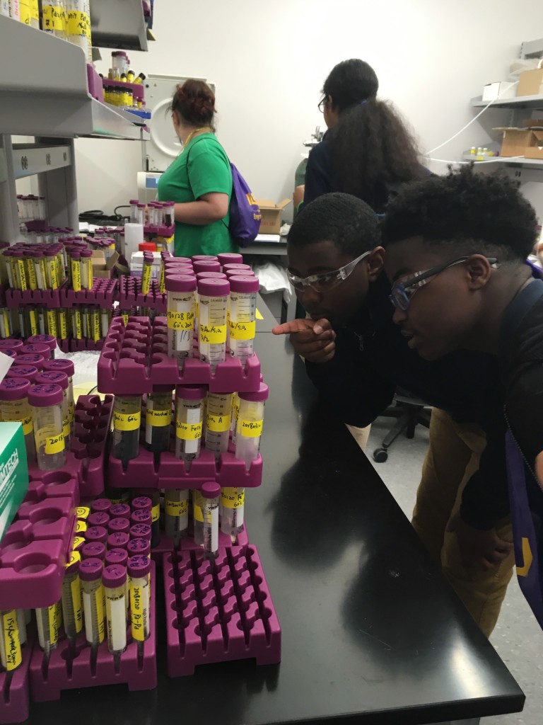 Middle school student visiting our lab during the 2018 ENGage LSU day