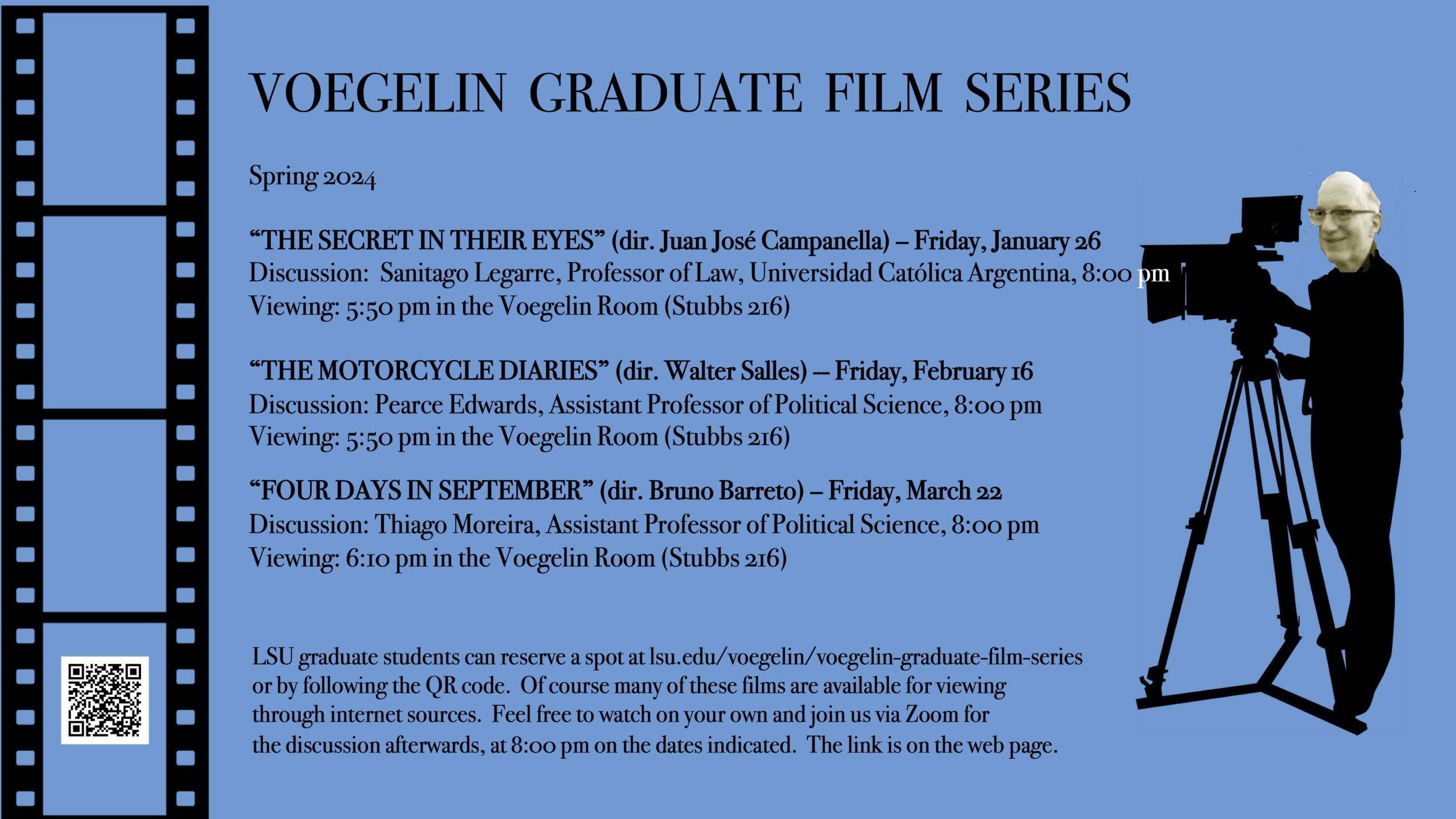 Flyer for Voegelin Graduate Film Series - Movies and Dates listed below