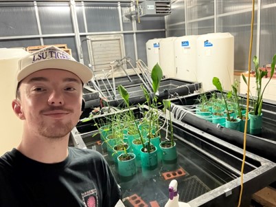 Jey in the greenhouse