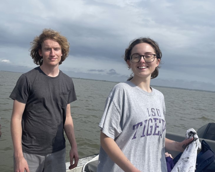 two students on boat