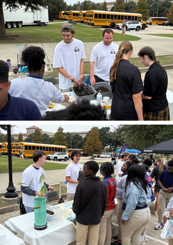 students teaching science at ocean commotion