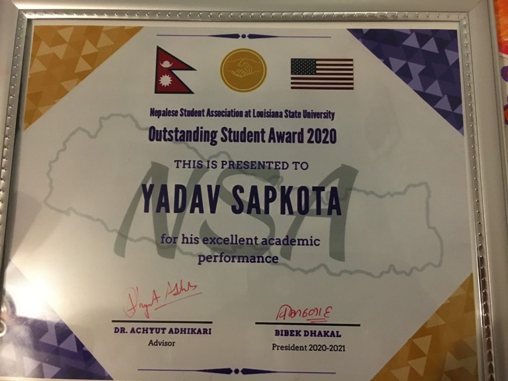 yadav award certificate